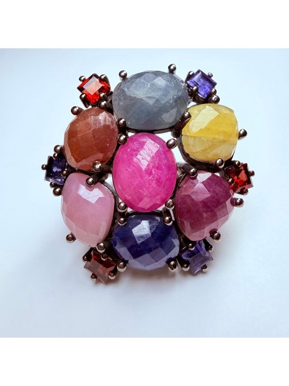 Rarities Carol Brodie Huge Multi Color SapphireConfetti Sterling Silver